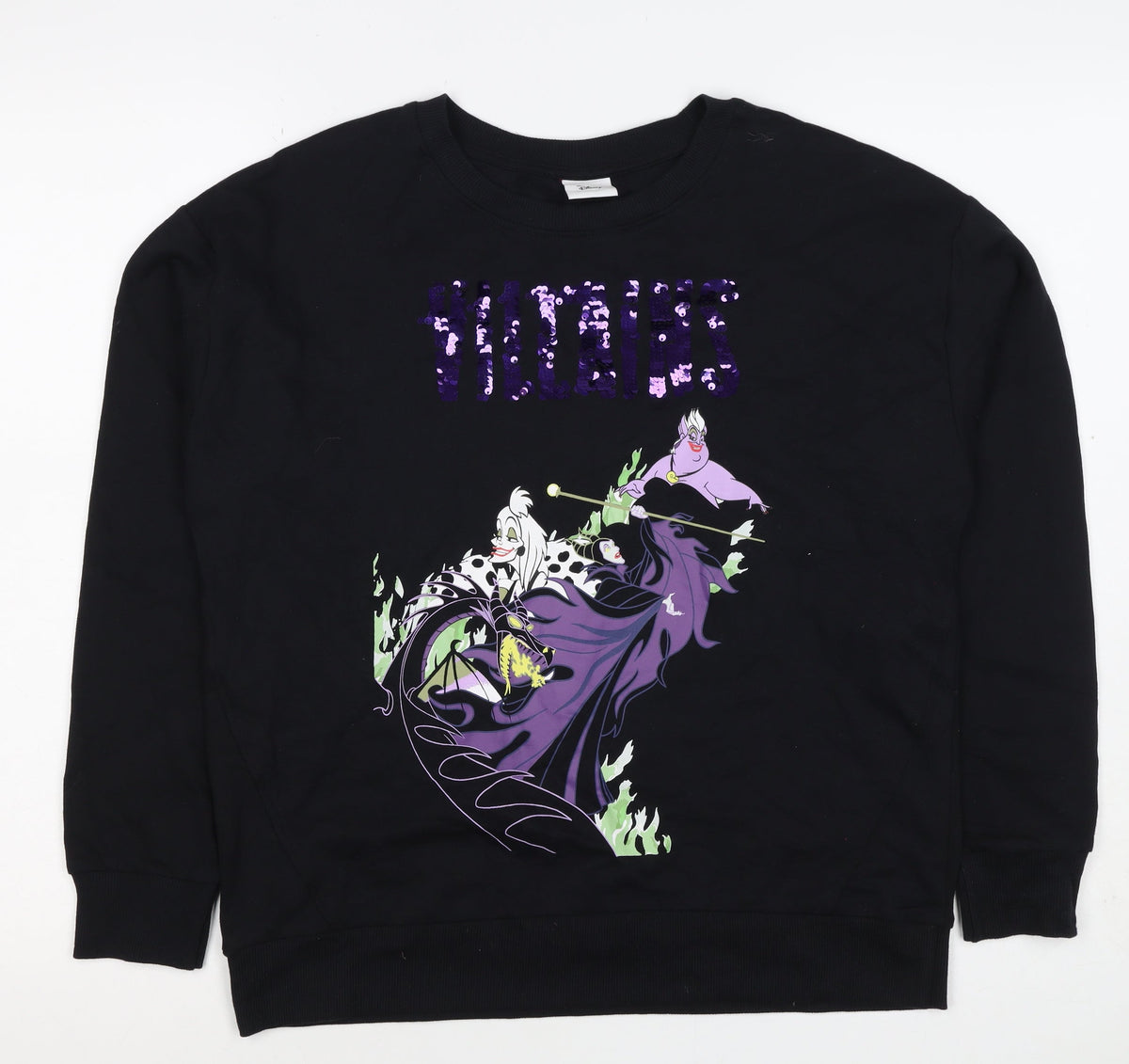 Disney TU Women’s Black UK 12 Pullover Sweatshirt Sequin Villains