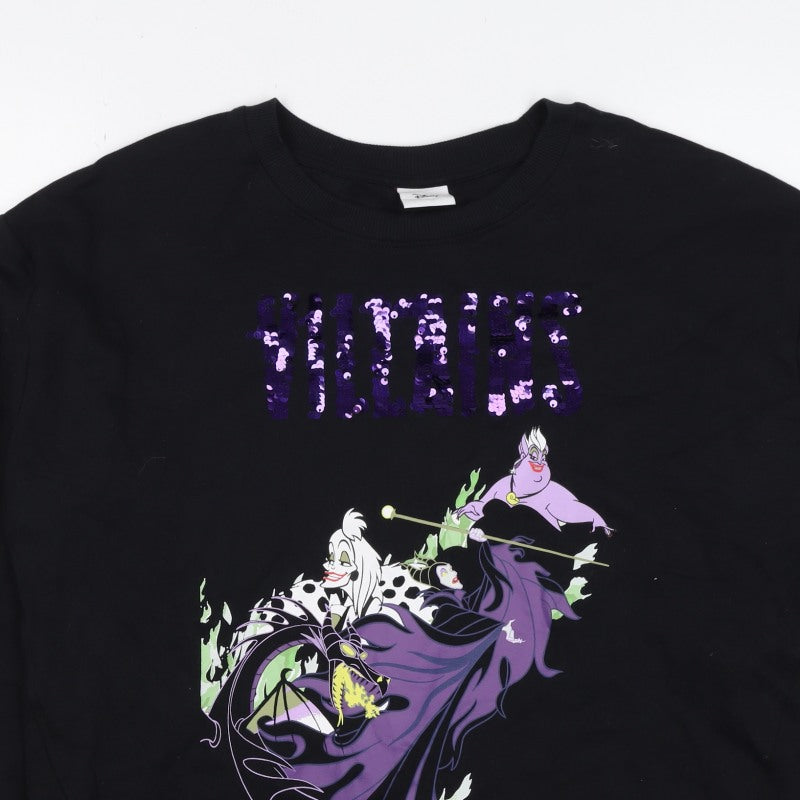 Disney TU Women’s Black UK 12 Pullover Sweatshirt Sequin Villains
