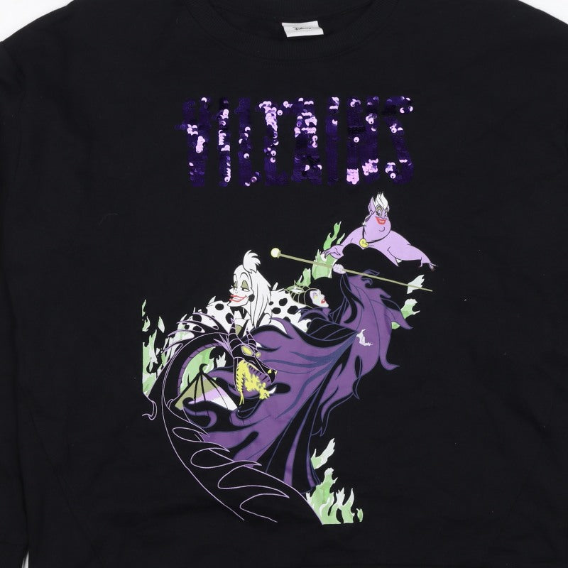 Disney TU Women’s Black UK 12 Pullover Sweatshirt Sequin Villains