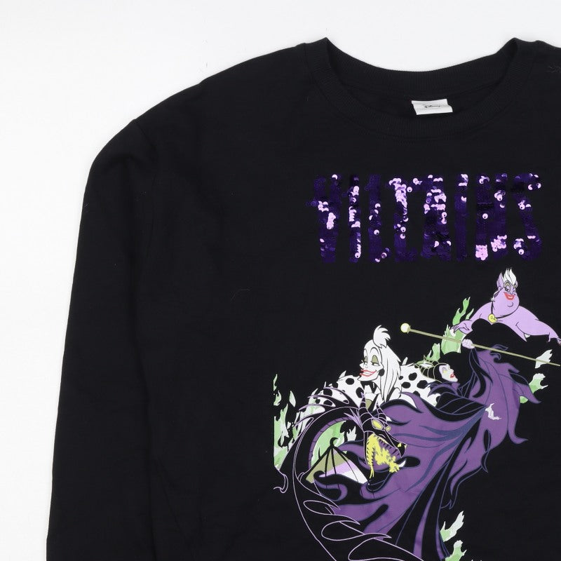 Disney TU Women’s Black UK 12 Pullover Sweatshirt Sequin Villains