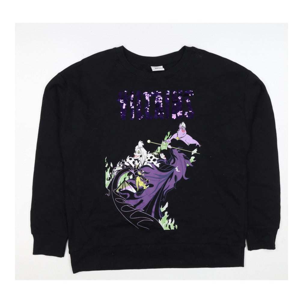 Disney TU Women’s Black UK 12 Pullover Sweatshirt Sequin Villains