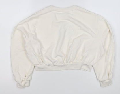Marks and Spencer Girls Ivory Cat Graphic Rhinestone Pullover Sweatshirt 11-12