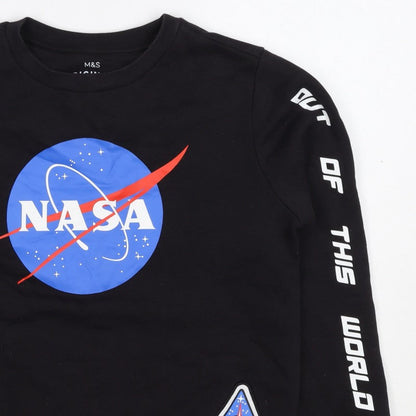 Marks and Spencer Boys Black NASA Graphic Pullover Sweatshirt 11-12 Years