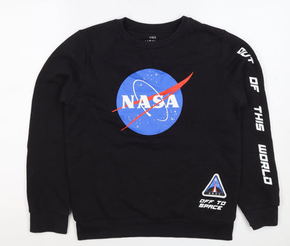 Marks and Spencer Boys Black NASA Graphic Pullover Sweatshirt 11-12 Years