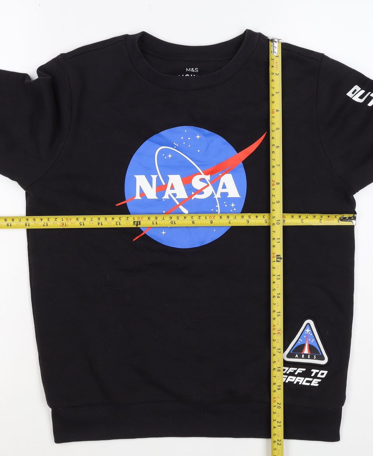 Marks and Spencer Boys Black NASA Graphic Pullover Sweatshirt 11-12 Years