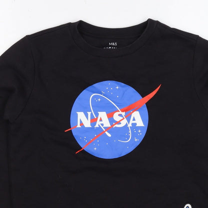 Marks and Spencer Boys Black NASA Graphic Pullover Sweatshirt 11-12 Years