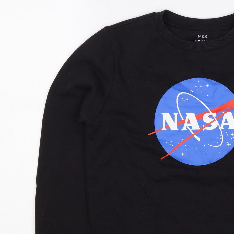 Marks and Spencer Boys Black NASA Graphic Pullover Sweatshirt 11-12 Years