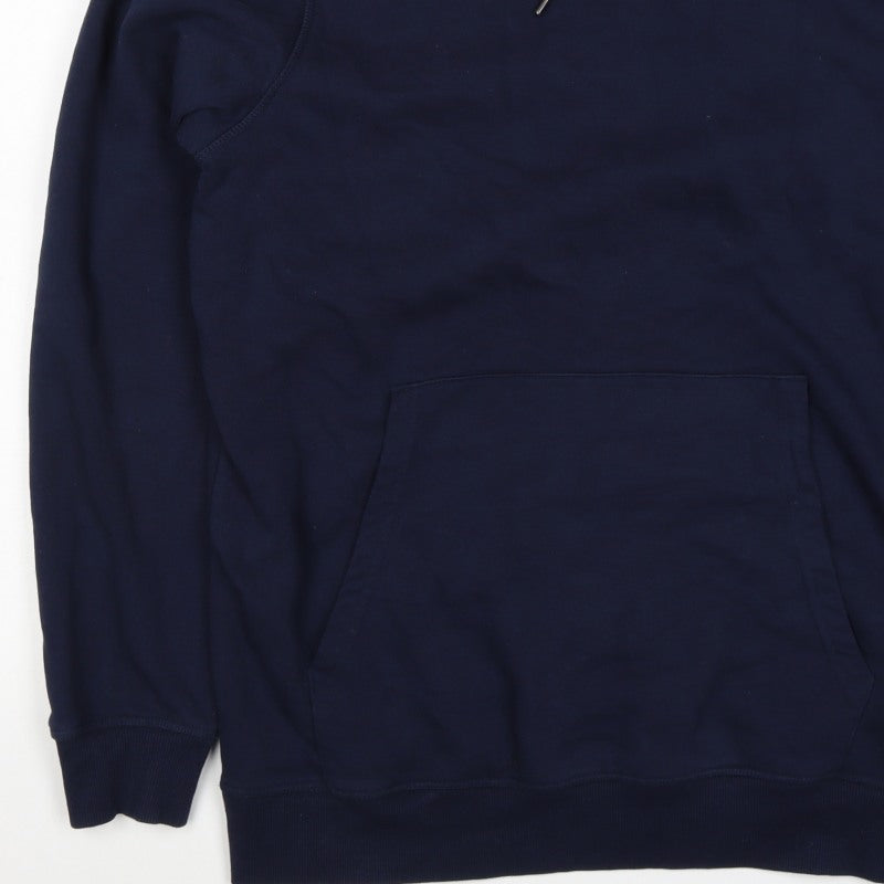 Jacamo Men’s Blue L Pullover Hoodie Cotton Blend Kangaroo Pocket