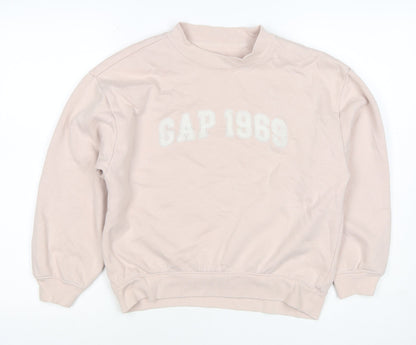 Gap Kids Girls Beige XL 12-13 Years Pullover Logo Sweatshirt