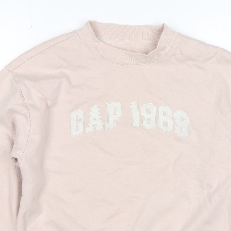 Gap Kids Girls Beige XL 12-13 Years Pullover Logo Sweatshirt