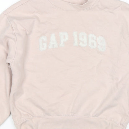 Gap Kids Girls Beige XL 12-13 Years Pullover Logo Sweatshirt