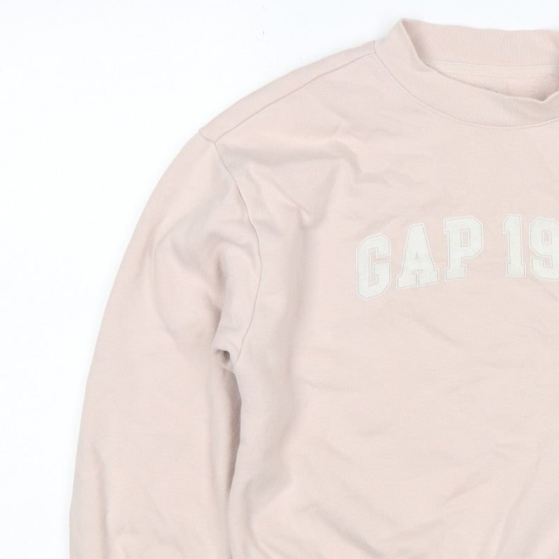 Gap Kids Girls Beige XL 12-13 Years Pullover Logo Sweatshirt