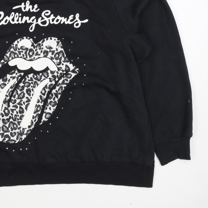 The Rolling Stones Women’s Black Size 16 Leopard Logo Sweatshirt