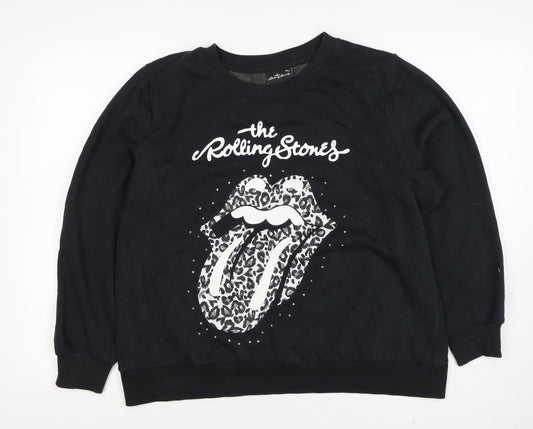 The Rolling Stones Women’s Black Size 16 Leopard Logo Sweatshirt