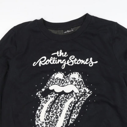 The Rolling Stones Women’s Black Size 16 Leopard Logo Sweatshirt