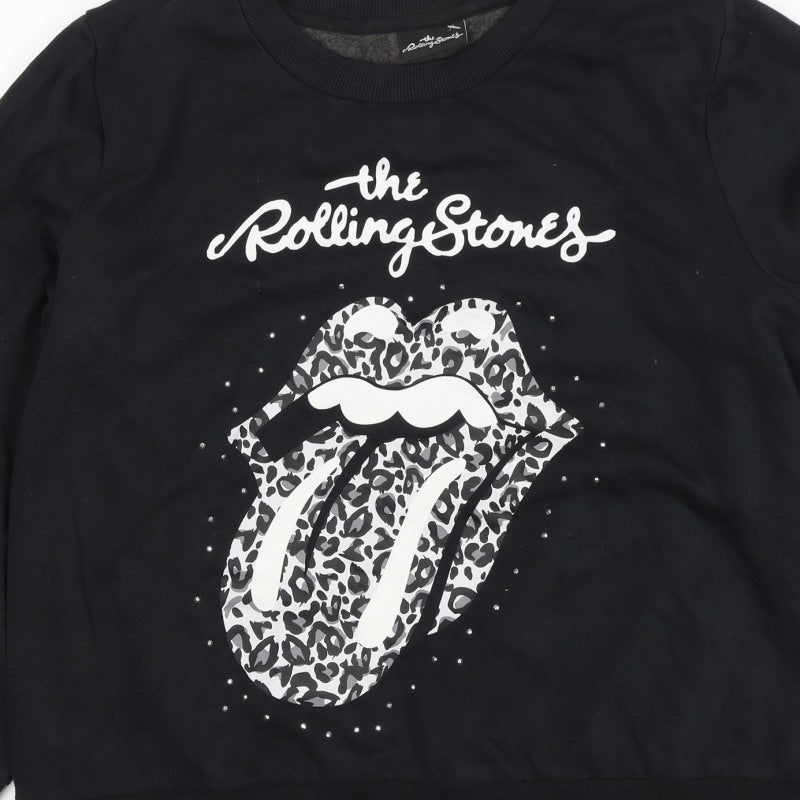 The Rolling Stones Women’s Black Size 16 Leopard Logo Sweatshirt