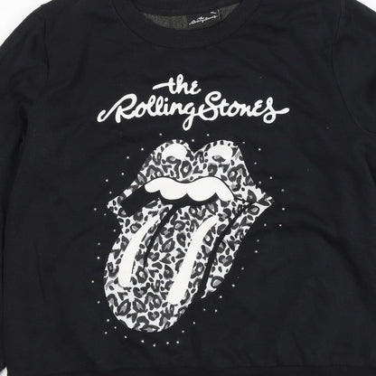 The Rolling Stones Women’s Black Size 16 Leopard Logo Sweatshirt