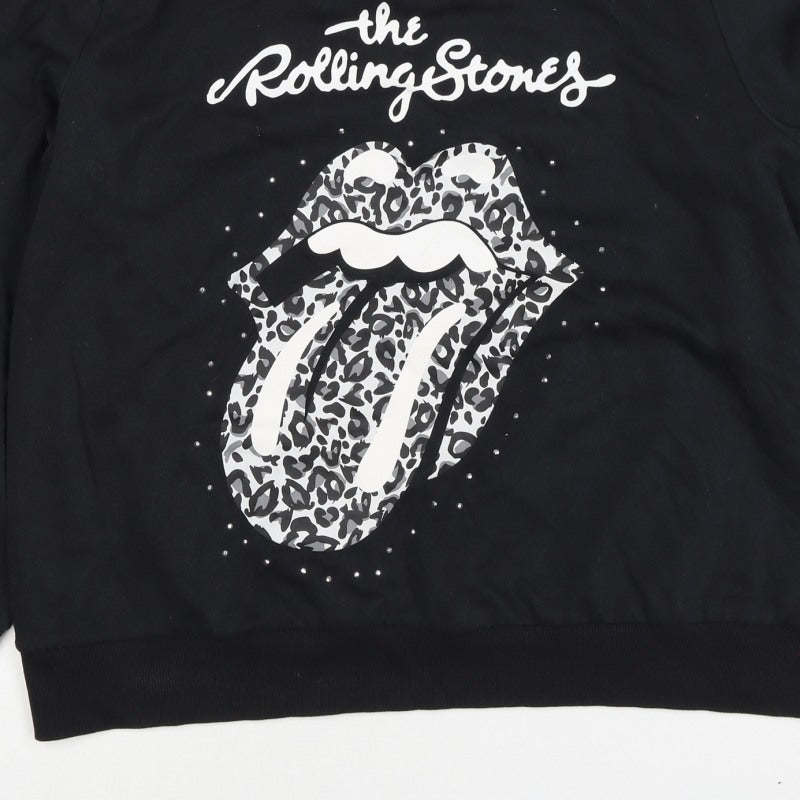 The Rolling Stones Women’s Black Size 16 Leopard Logo Sweatshirt