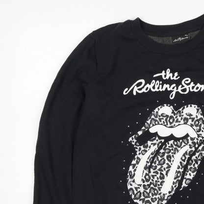 The Rolling Stones Women’s Black Size 16 Leopard Logo Sweatshirt