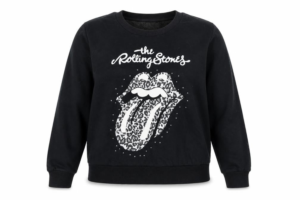 The Rolling Stones Women’s Black Size 16 Leopard Logo Sweatshirt