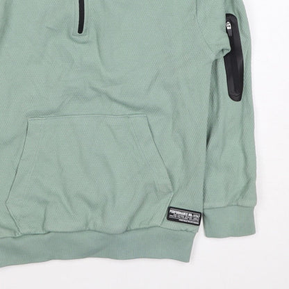 M&S Boys Green 7-8 Years Pullover 1/4 Zip Sweatshirt