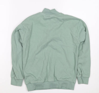 M&S Boys Green 7-8 Years Pullover 1/4 Zip Sweatshirt