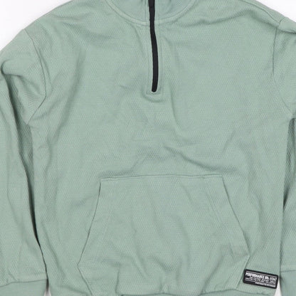 M&S Boys Green 7-8 Years Pullover 1/4 Zip Sweatshirt