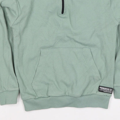 M&S Boys Green 7-8 Years Pullover 1/4 Zip Sweatshirt