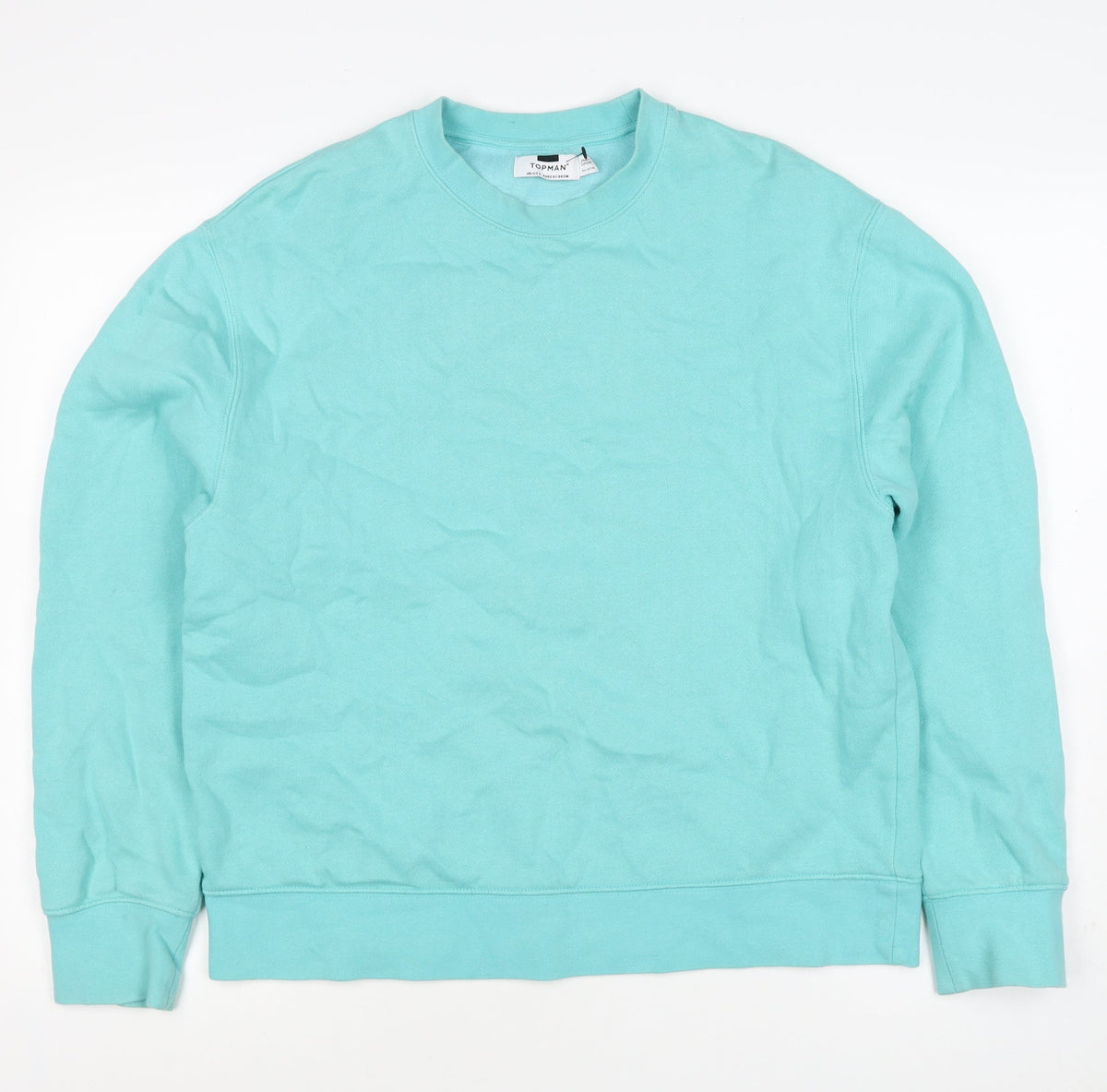 Topman Men's Blue S Pullover Crew Neck Cotton Blend Sweatshirt
