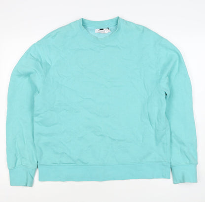 Topman Men's Blue S Pullover Crew Neck Cotton Blend Sweatshirt
