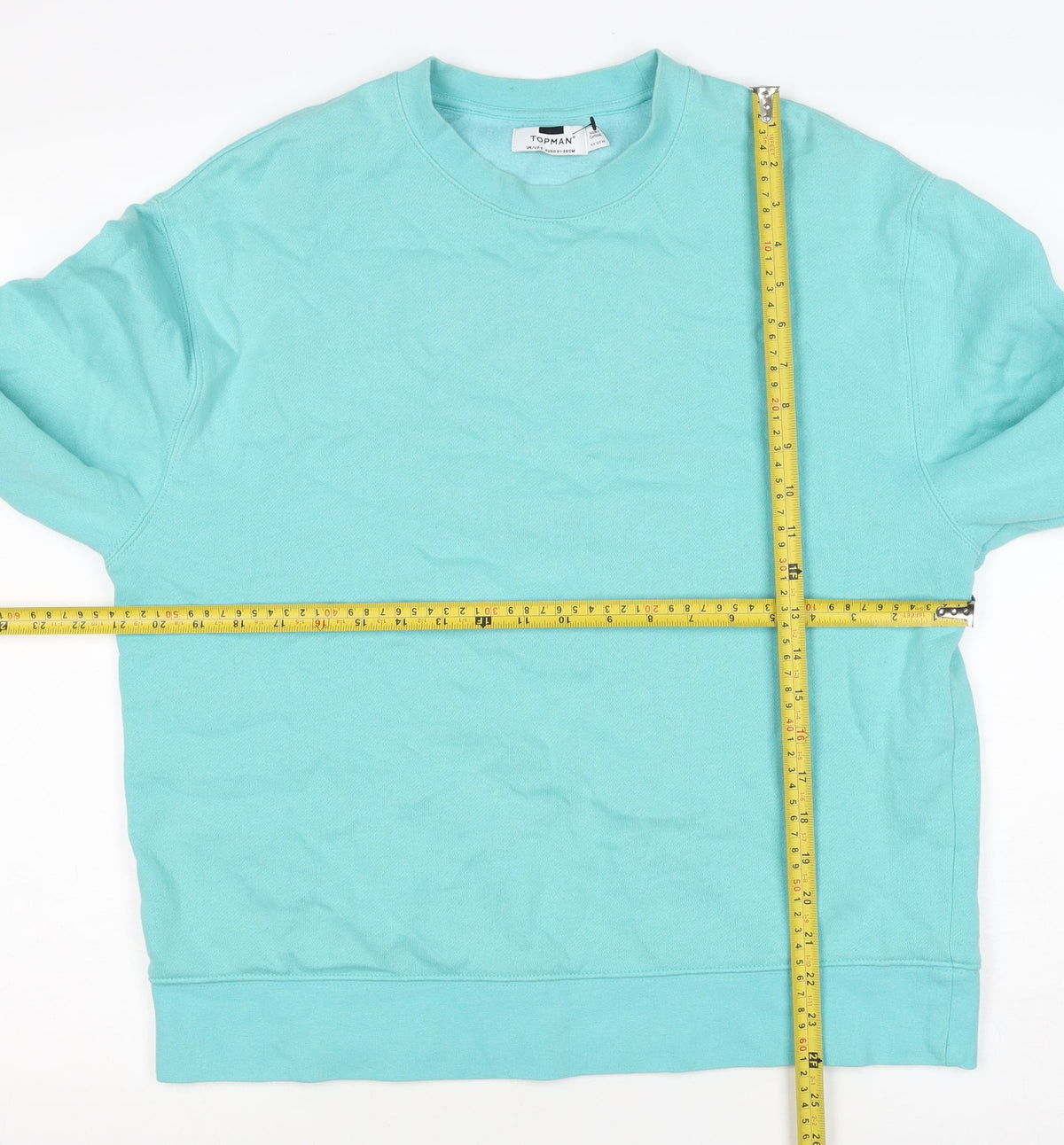 Topman Men's Blue S Pullover Crew Neck Cotton Blend Sweatshirt