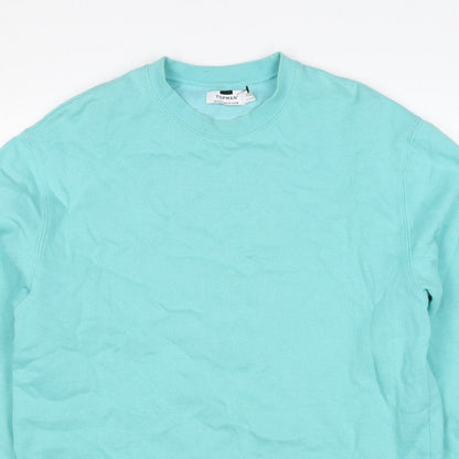 Topman Men's Blue S Pullover Crew Neck Cotton Blend Sweatshirt