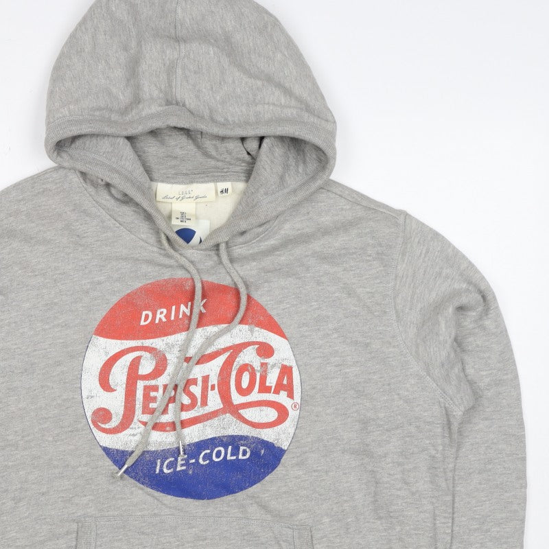 H&M L.O.G.G. Men Grey L Pepsi-Cola Graphic Pullover Hoodie
