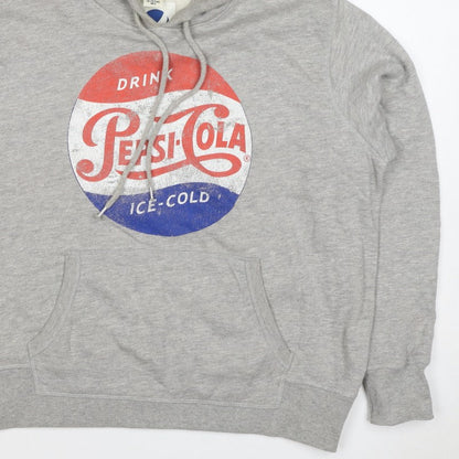 H&M L.O.G.G. Men Grey L Pepsi-Cola Graphic Pullover Hoodie