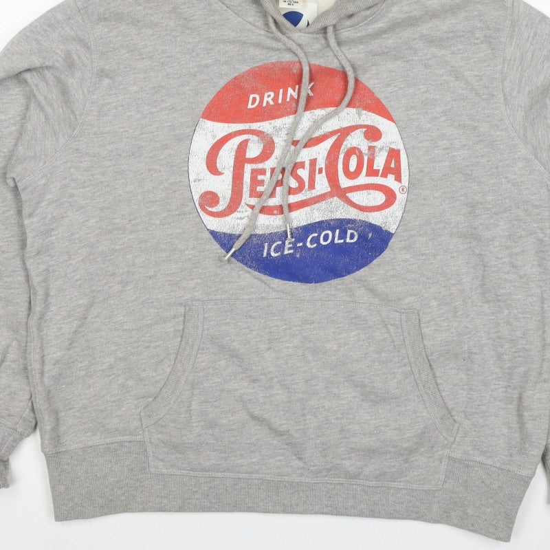 H&M L.O.G.G. Men Grey L Pepsi-Cola Graphic Pullover Hoodie