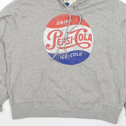 H&M L.O.G.G. Men Grey L Pepsi-Cola Graphic Pullover Hoodie