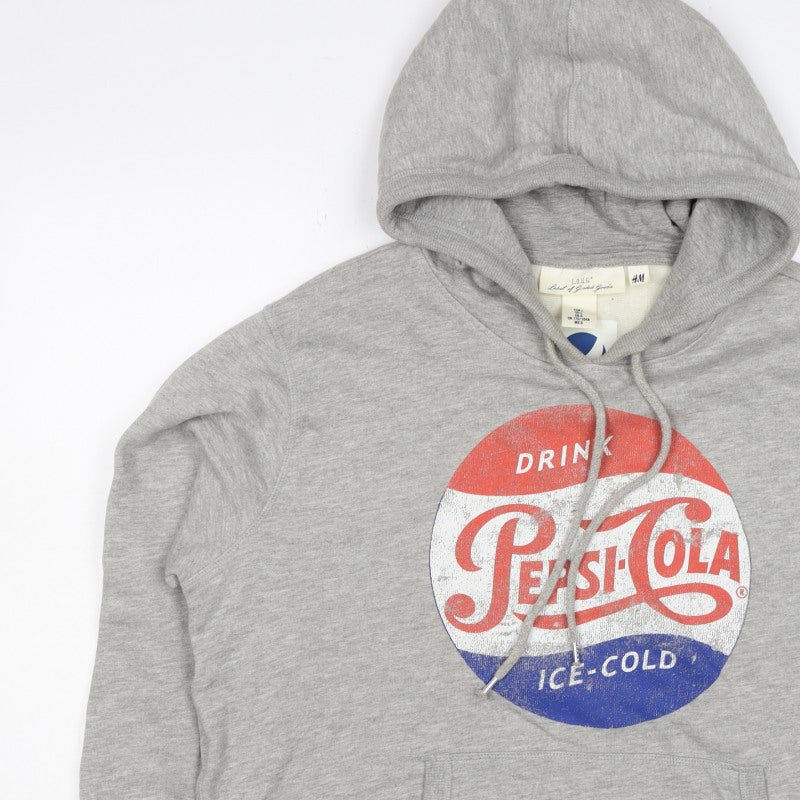 H&M L.O.G.G. Men Grey L Pepsi-Cola Graphic Pullover Hoodie