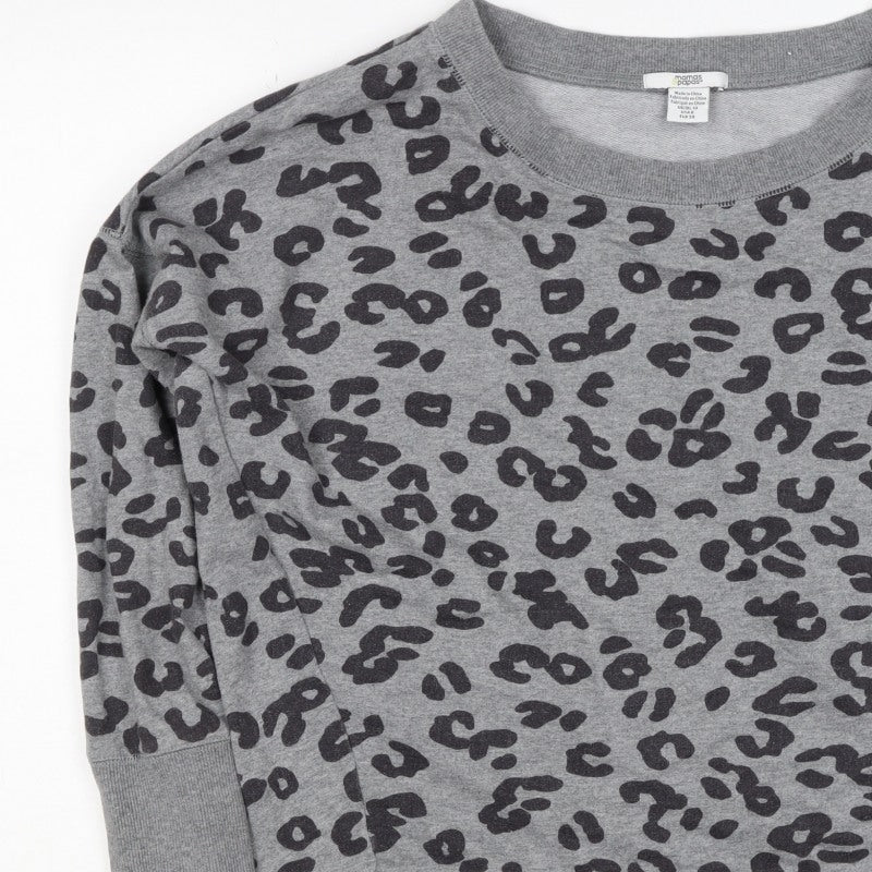 Mamas & Papas Women Grey Leopard Print Pocket Sweatshirt UK 10 Pullover