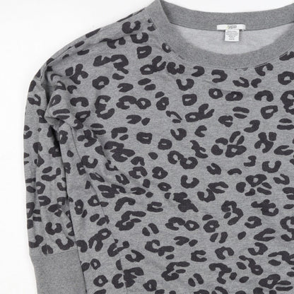 Mamas & Papas Women Grey Leopard Print Pocket Sweatshirt UK 10 Pullover