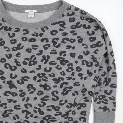 Mamas & Papas Women Grey Leopard Print Pocket Sweatshirt UK 10 Pullover