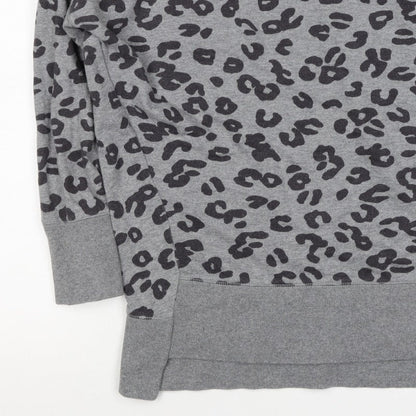 Mamas & Papas Women Grey Leopard Print Pocket Sweatshirt UK 10 Pullover