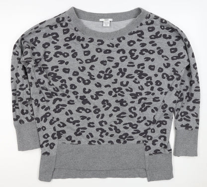 Mamas & Papas Women Grey Leopard Print Pocket Sweatshirt UK 10 Pullover