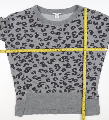 Mamas & Papas Women Grey Leopard Print Pocket Sweatshirt UK 10 Pullover