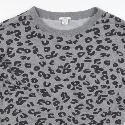 Mamas & Papas Women Grey Leopard Print Pocket Sweatshirt UK 10 Pullover