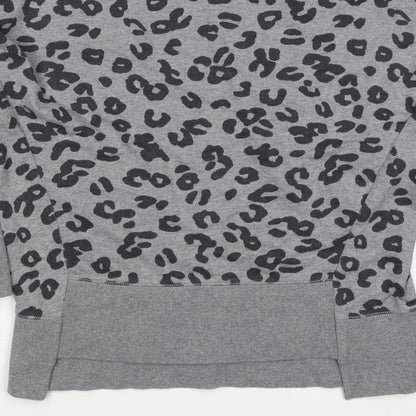 Mamas & Papas Women Grey Leopard Print Pocket Sweatshirt UK 10 Pullover