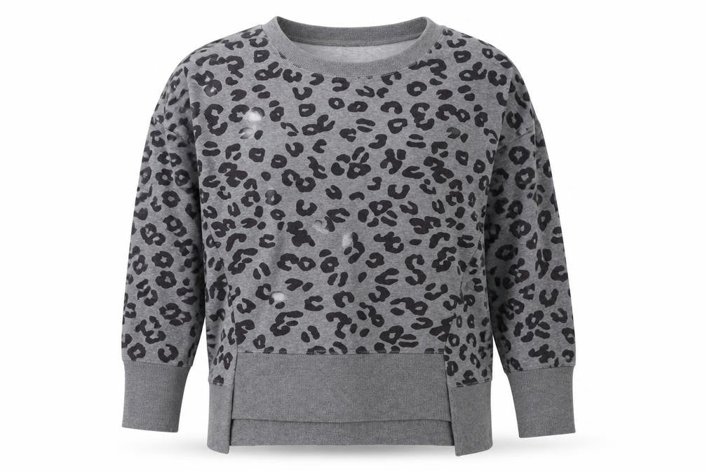 Mamas & Papas Women Grey Leopard Print Pocket Sweatshirt UK 10 Pullover