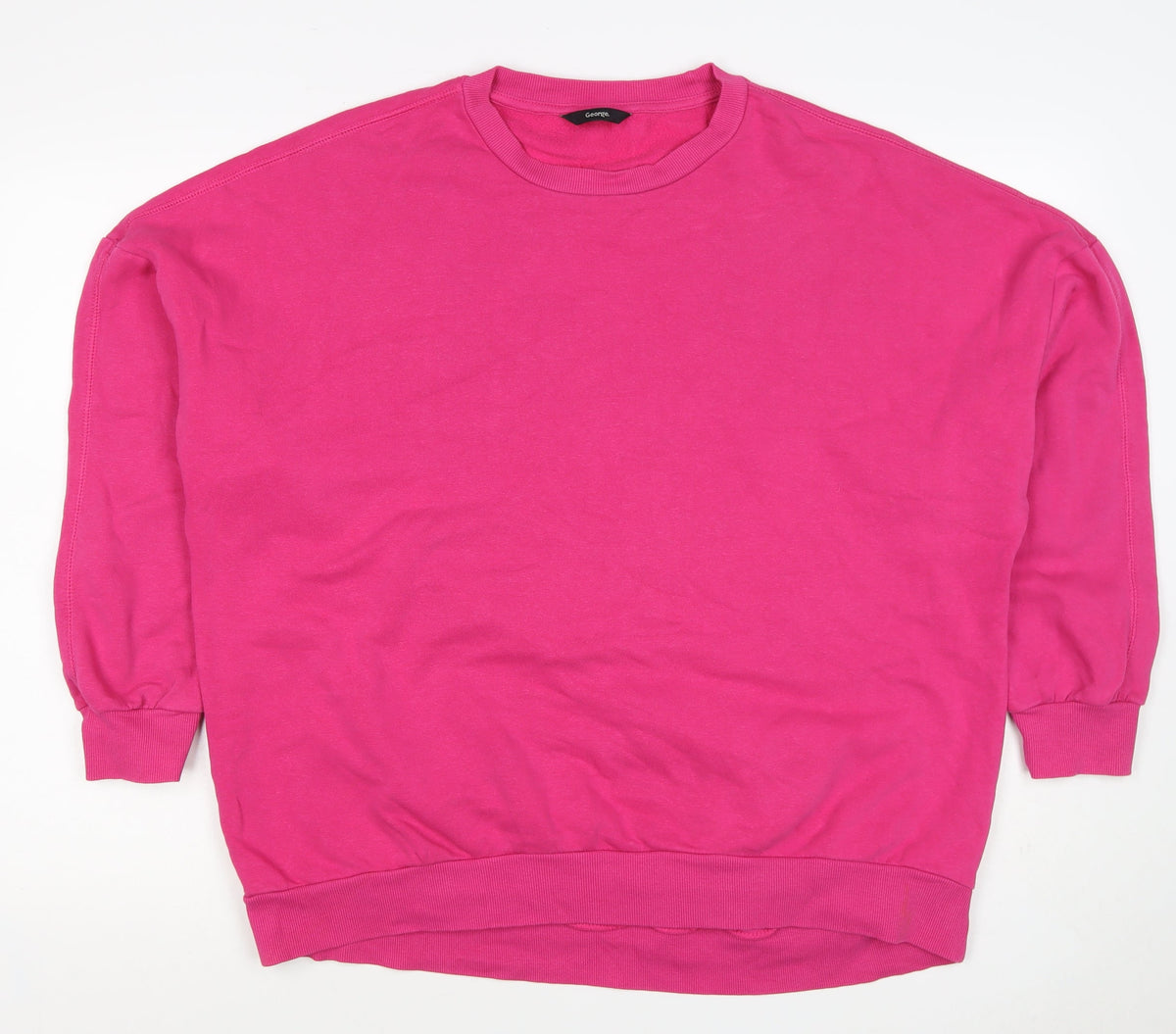 George Women Pink S Pullover Sweatshirt Crew Neck Long Sleeve