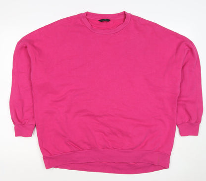 George Women Pink S Pullover Sweatshirt Crew Neck Long Sleeve