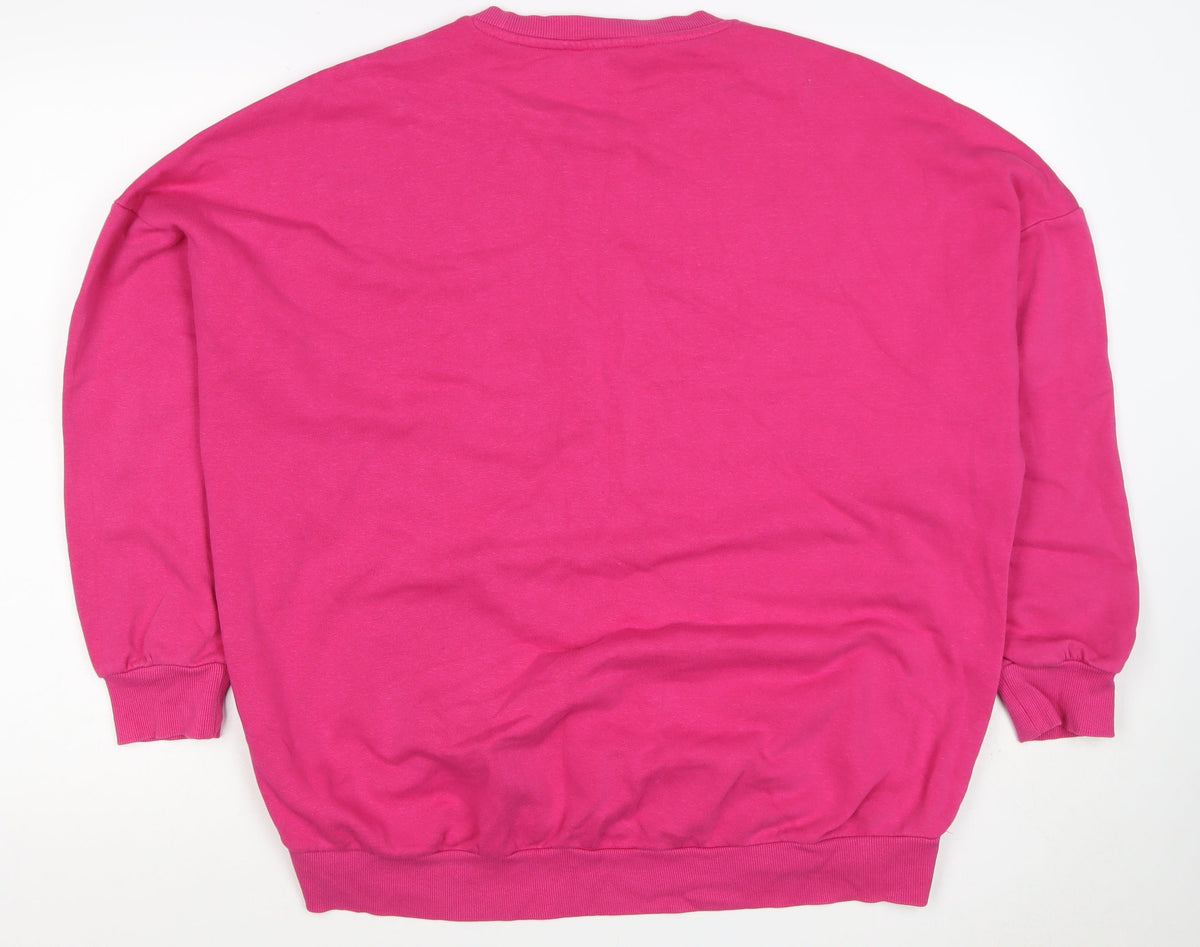 George Women Pink S Pullover Sweatshirt Crew Neck Long Sleeve