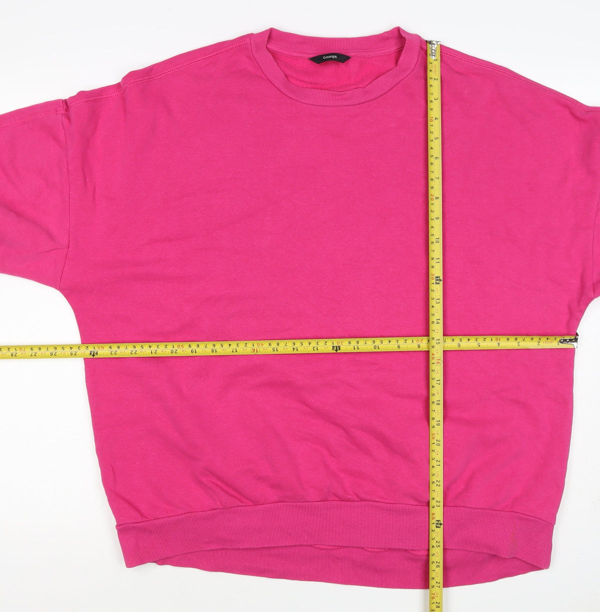 George Women Pink S Pullover Sweatshirt Crew Neck Long Sleeve